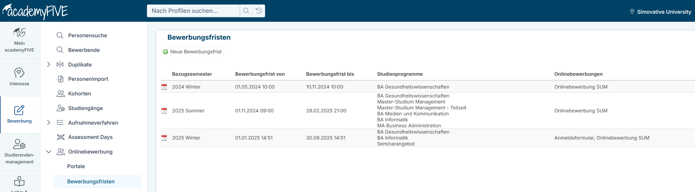 bewerbungsfristen oas neue oberflaeche
